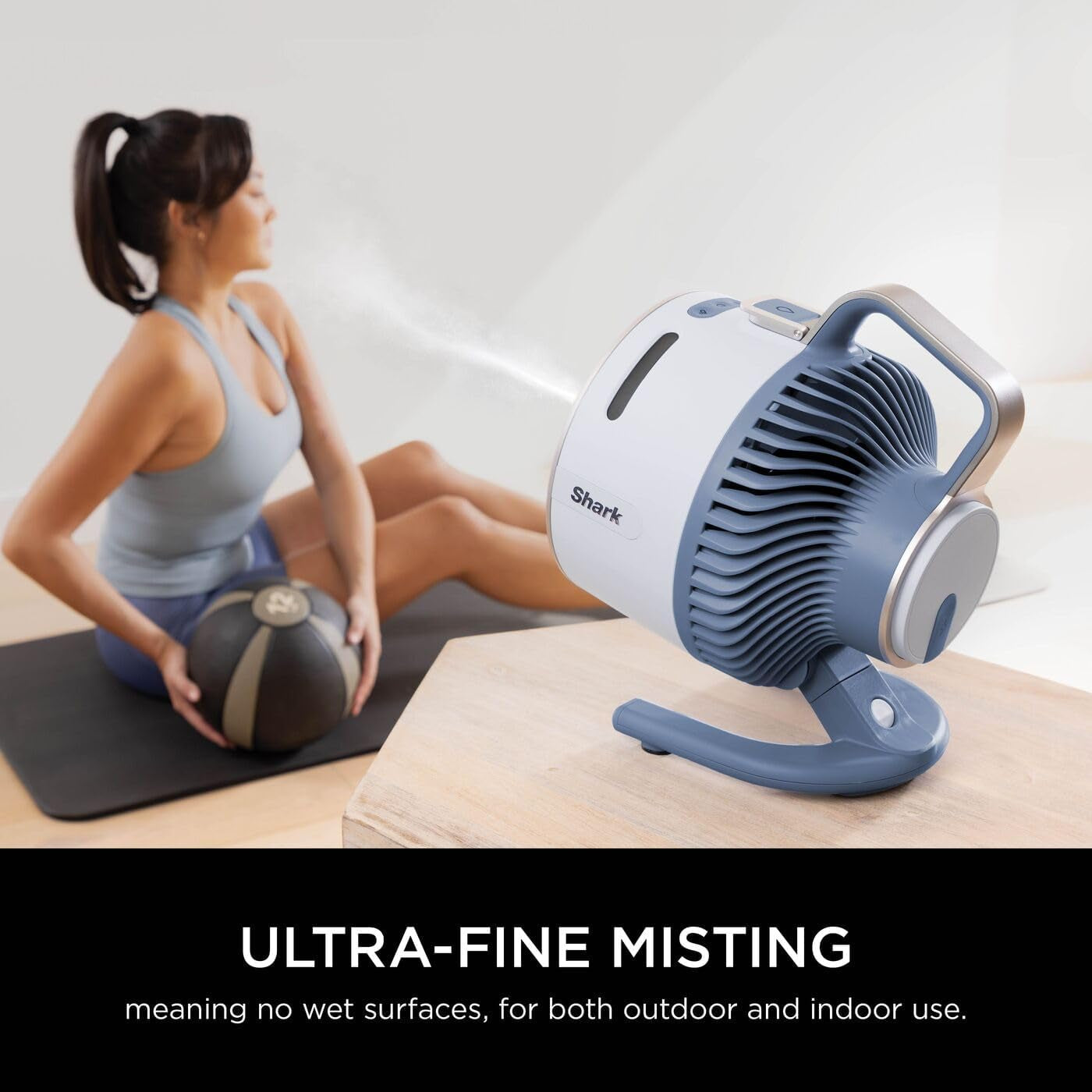 Flexbreeze Hydrogo Cordless Fan, Powerful Portable Fan with Misting, Indoor & Outdoor Cooling, Quiet & Durable, Compact & Lightweight, up to 20M Airflow, Glacier FA050UKBL