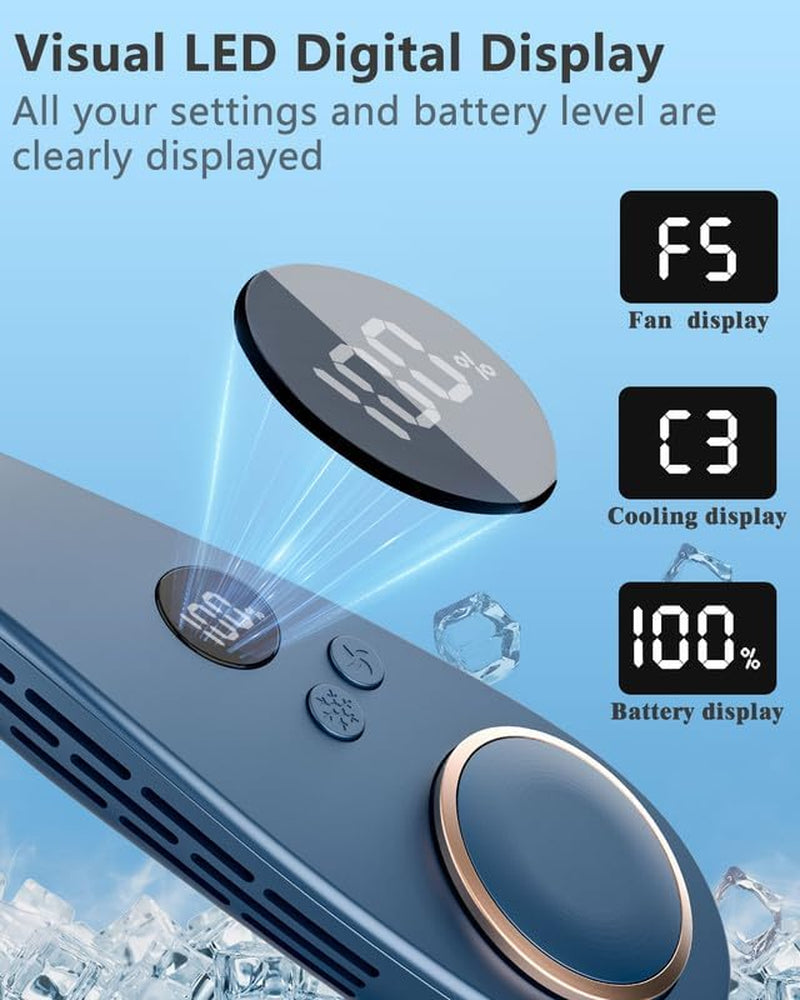 Rechargeable Neck Fan with Cooling Plate - 5500mAh Portable Bladeless Air Conditioner for Personal Use, Ideal for Women, Men, and Kids