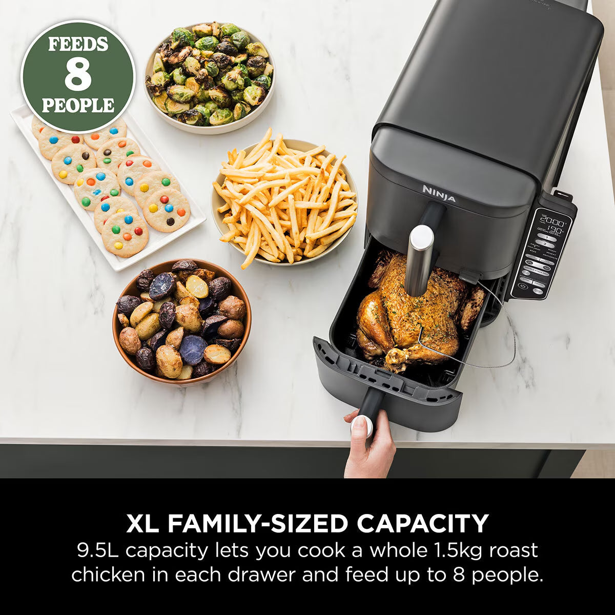 Double Stack 9.5L Air Fryer with Smart Cook System, SL451UK