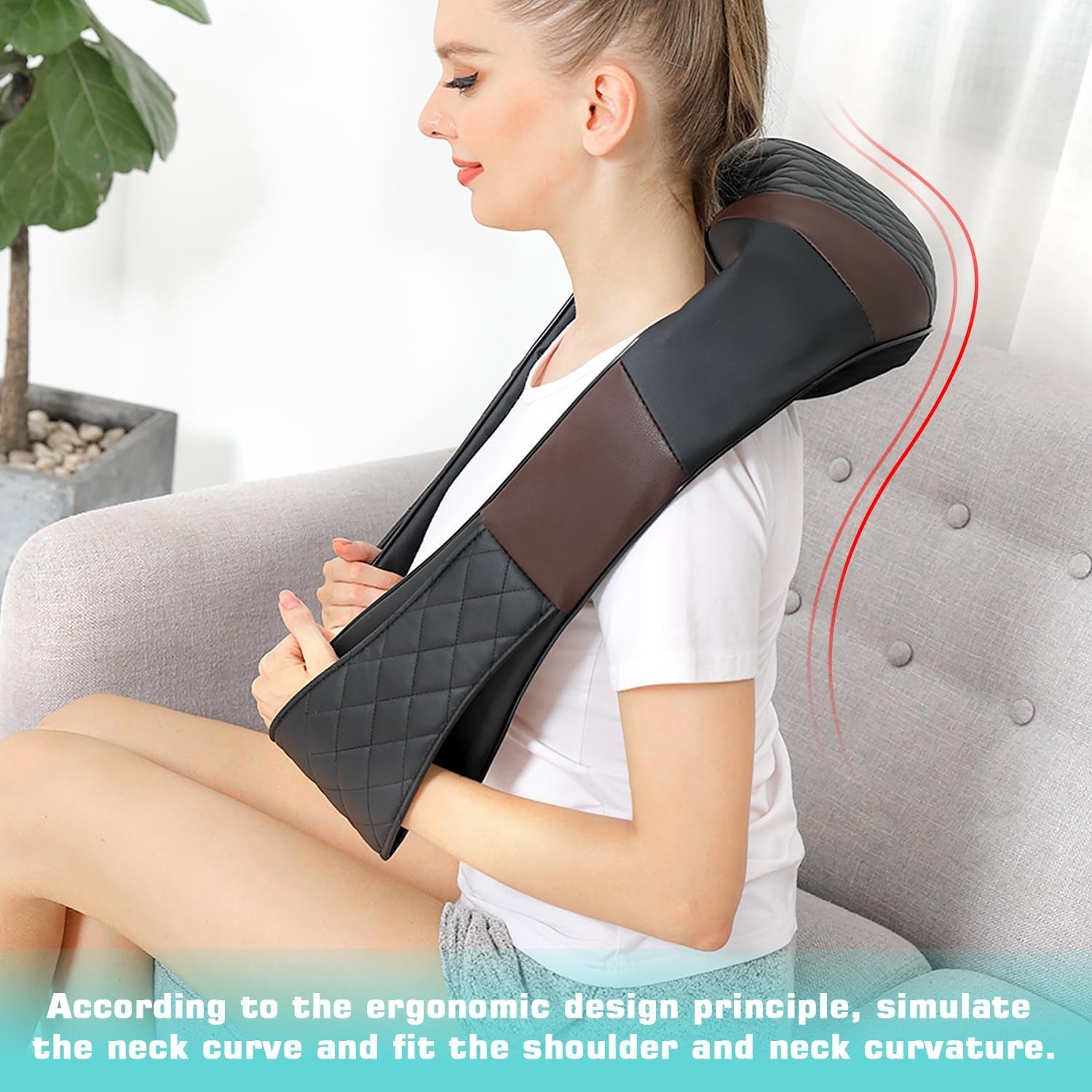 Shiatsu Back, Shoulder, and Neck Massager with Heat - Electric Deep Tissue 4D Kneading Massager for Pain Relief - Ideal Gift for Men, Women, Parents - Suitable for Home, Office, and Car Use by Sertex