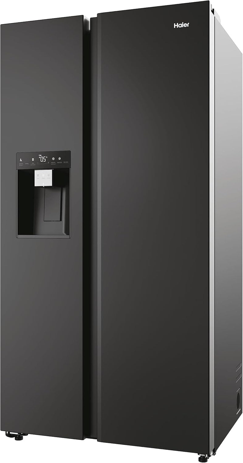 SBS 90 Series 5 Freestanding American Fridge Freezer with Water & Ice Dispenser, Side by Side, Total No Frost, E Class, 601L Total Capacity, Hon App, Slate Black, 91X73X177.5 Cm - HSW59F18EIPT