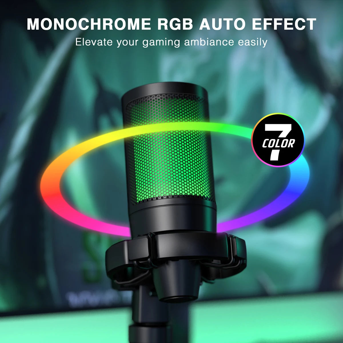 by FIFINE RGB USB Gaming Microphone with Light-Touch Mute,Condenser Mic with Tripod for Pc,Ps4/5,Laptop Streaming-A2