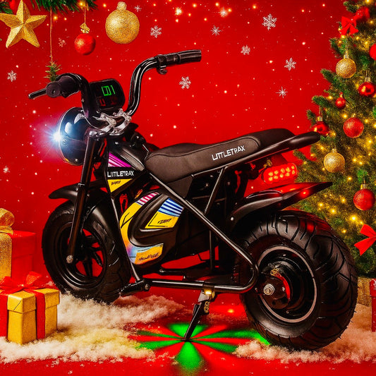 Littletrax 350W Kids Electric Bike – Ages 3 to 12+ ride on mini monkey bike - 3 speed, Bluetooth music, horn, lights, 36v by Littletrax Kids Electric Bikes