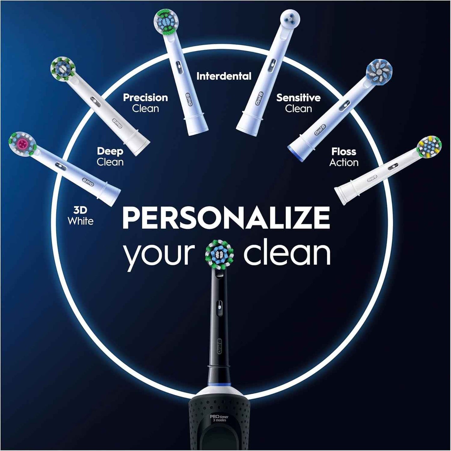 Vitality Pro Electric Toothbrushes for Adults, for Him/Her, 1 Handle, 2 Toothbrush Heads, 3 Brushing Modes Including Sensitive Plus, 2 Pin UK Plug, Black (Packing May Vary)
