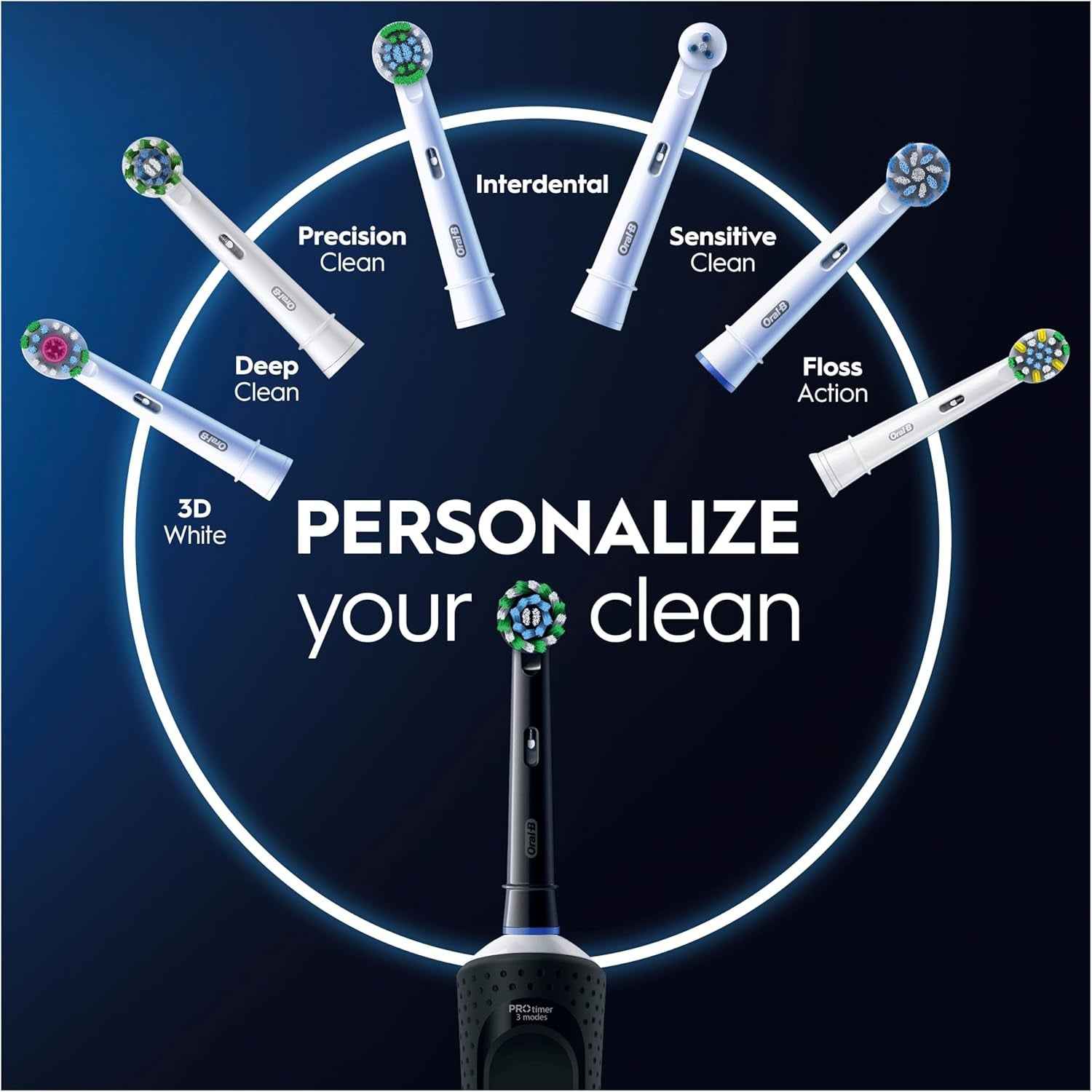 Vitality Pro Electric Toothbrushes for Adults, for Him/Her, 1 Handle, 2 Toothbrush Heads, 3 Brushing Modes Including Sensitive Plus, 2 Pin UK Plug, Black (Packing May Vary)