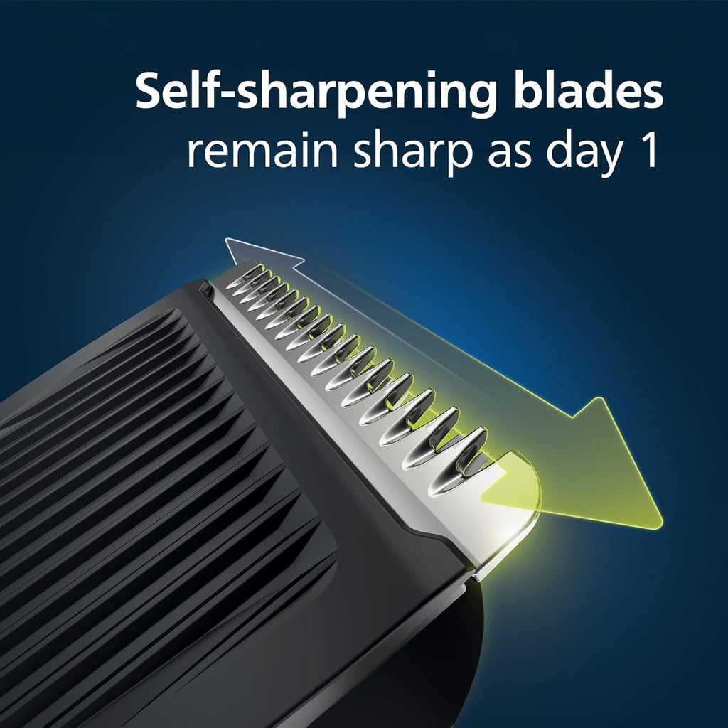 7-In-1 All-In-One Trimmer, Series 3000 Grooming Kit for Beard & Hair with 7 Attachments, Including Nose Trimmer, Self-Sharpening Blades, UK 3-Pin Plug-Mg3720/33