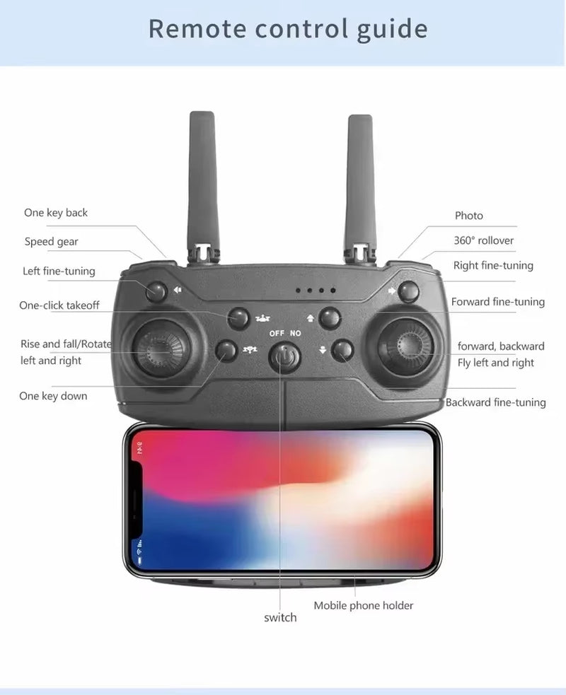 Professional Drone E88 4K Wide-Angle HD 1080P Camera Wifi FPV Height Hold Foldable RC Drone Quadrotor Helicopter Children'S Toys