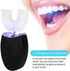 U-Shaped Adult Toothbrush,T Electric Sonic Toothbrush Automatic Cleaning Toothbrush Oral Care Tool with Food Grade Silicone Brush Head(Black)