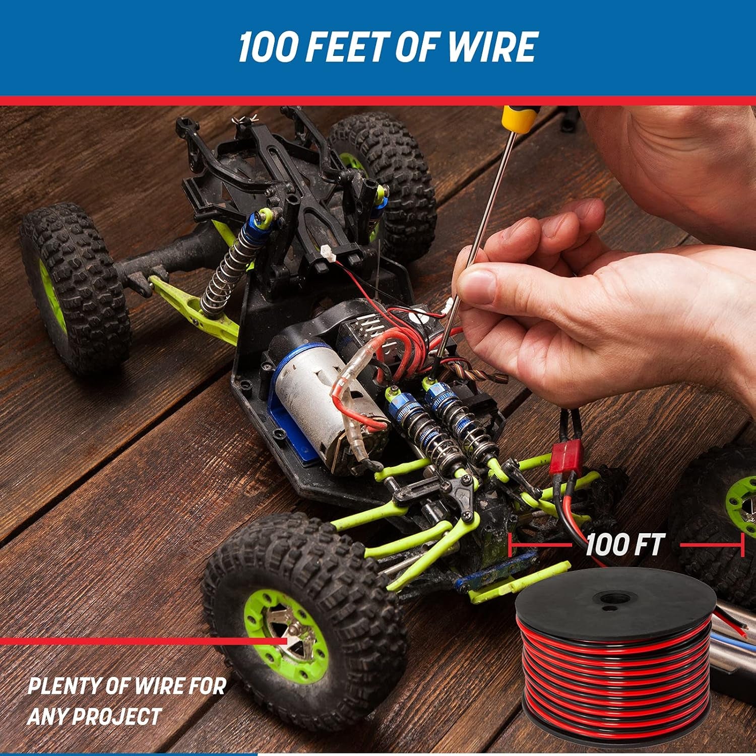 16 AWG Stranded Pure Copper Electrical Wire - 100 Feet, Ideal for Speaker, Automotive, Trailer, Stereo, and Home Theater Applications - Red/Black