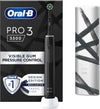 Pro 3 Electric Toothbrushes Adults, 1 Toothbrush Head & Travel Case, 3 Modes with Teeth Whitening, 2 Pin UK Plug, Black