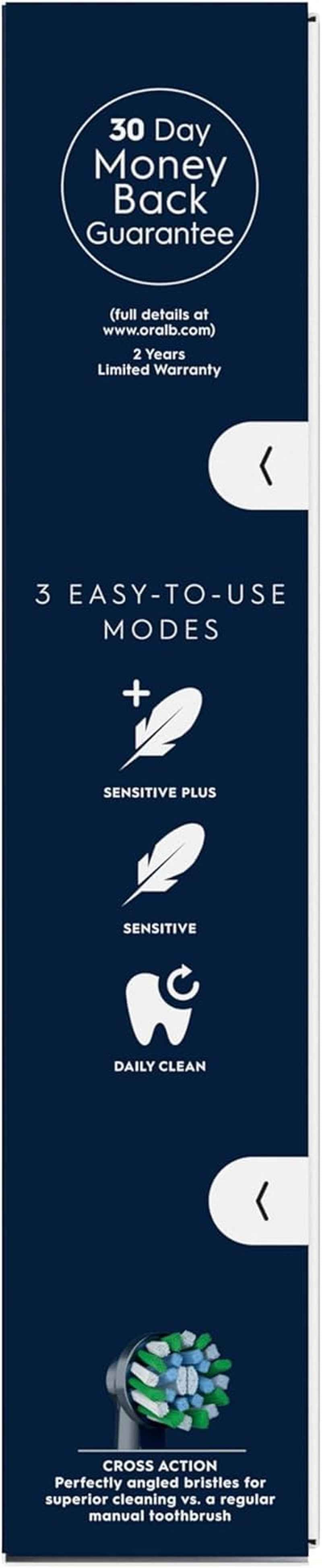 Vitality Pro Electric Toothbrushes for Adults, for Him/Her, 1 Handle, 2 Toothbrush Heads, 3 Brushing Modes Including Sensitive Plus, 2 Pin UK Plug, Black (Packing May Vary)