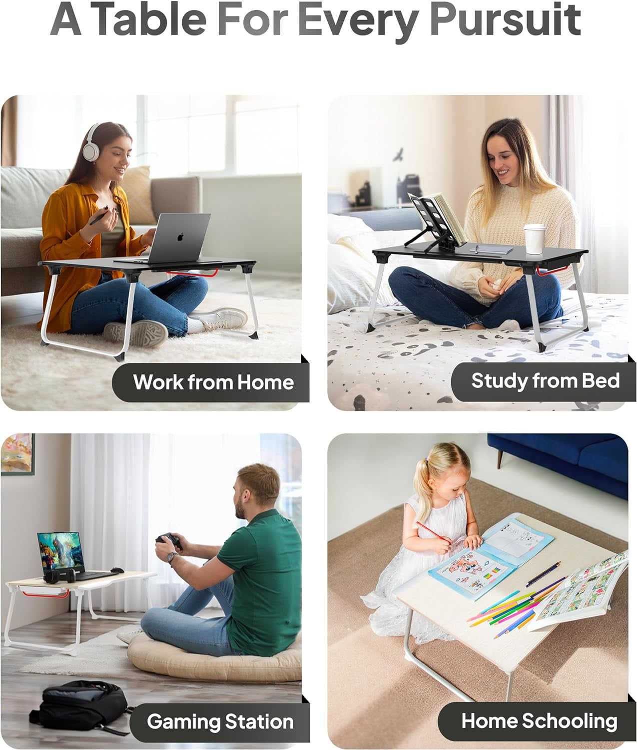 Cooper Mega Table plus [Premium XXL Extra Large] Laptop Lap Desk & Book Stand | Multifunctional, Foldable Bed Desk for Laptop and Writing | Portable Bed Table and Lap Tray (Black Onyx)