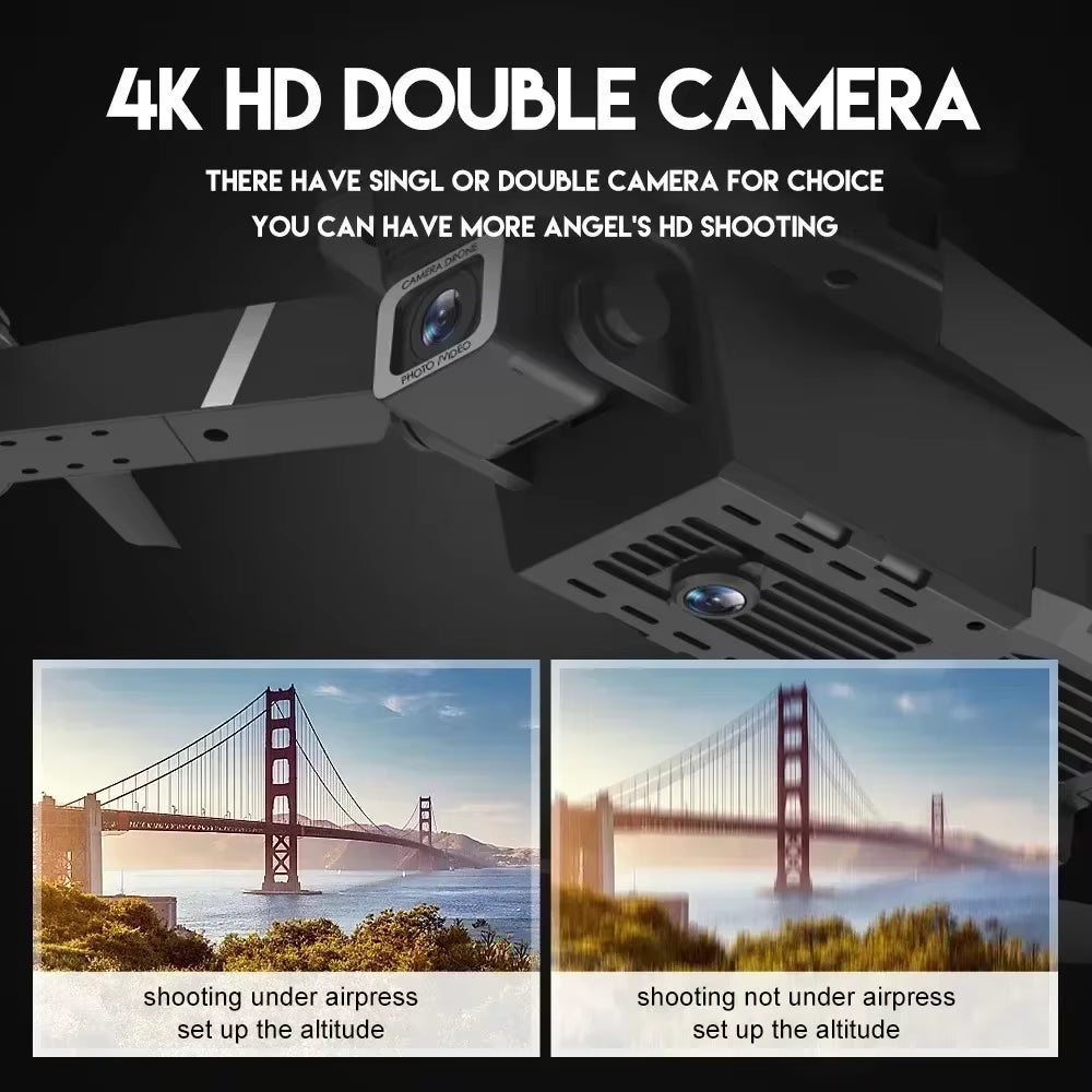 Professional Drone E88 4K Wide-Angle HD 1080P Camera Wifi FPV Height Hold Foldable RC Drone Quadrotor Helicopter Children'S Toys