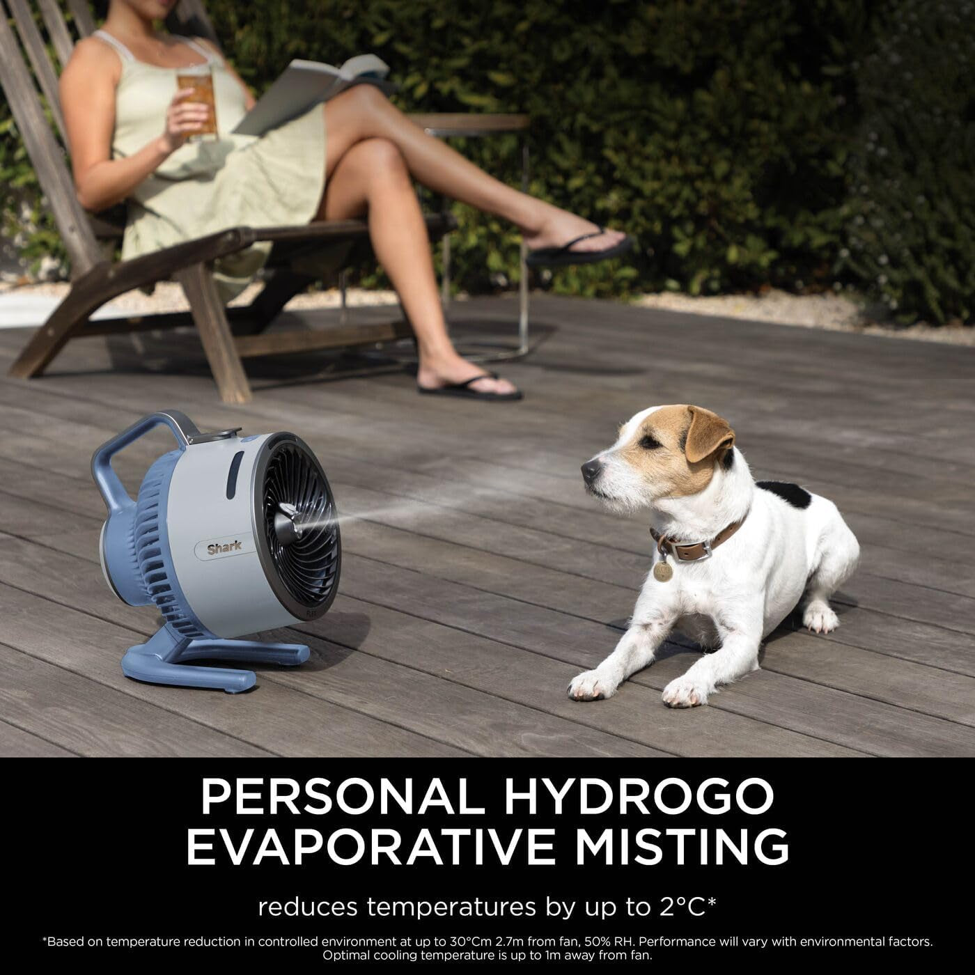 Flexbreeze Hydrogo Cordless Fan, Powerful Portable Fan with Misting, Indoor & Outdoor Cooling, Quiet & Durable, Compact & Lightweight, up to 20M Airflow, Glacier FA050UKBL