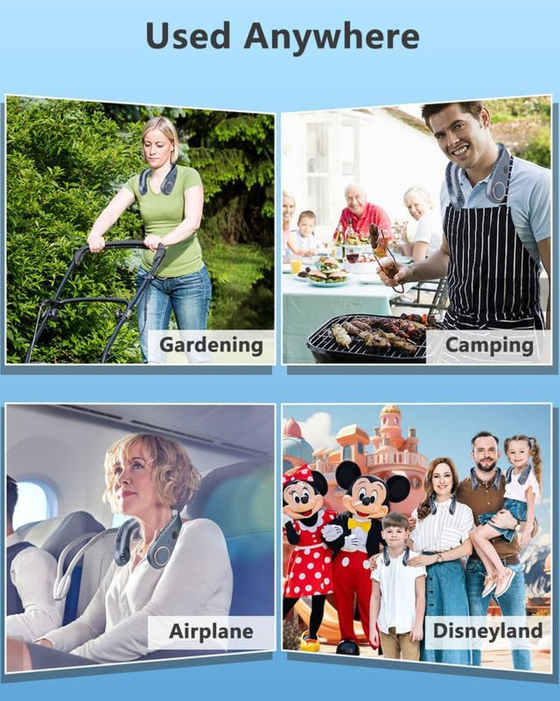 Rechargeable Neck Fan with Cooling Plate - 5500mAh Portable Bladeless Air Conditioner for Personal Use, Ideal for Women, Men, and Kids