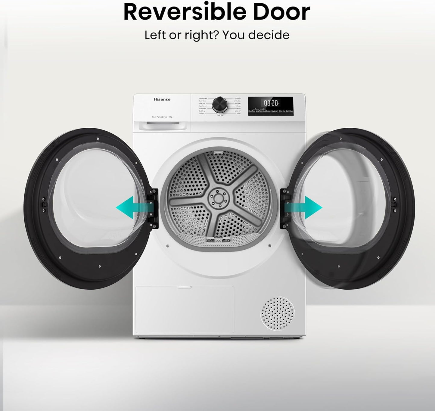 DH1Q802BW2 60Cm Freestanding 8 KG Heatpump Front Load Tumble Dryer, 16 Programmes, Auto Dry, Steam Refresh, Allergy Care - White