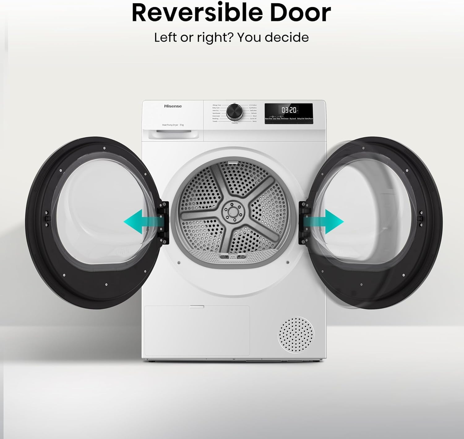 DH1Q802BW2 60Cm Freestanding 8 KG Heatpump Front Load Tumble Dryer, 16 Programmes, Auto Dry, Steam Refresh, Allergy Care - White