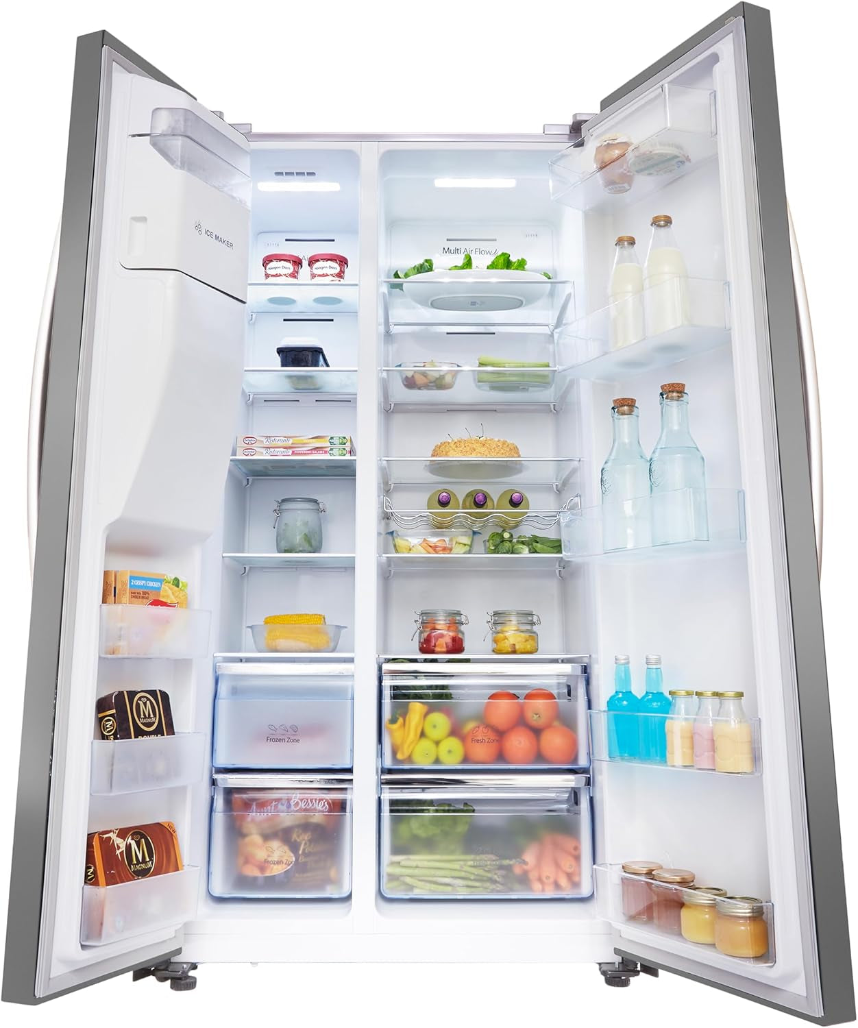 RS694N4ICF Freestanding American Side-By-Side Fridge Freezer - Total No Frost - Plumbed Water and Ice Dispenser - 562 Liters - Stainless Steel - F Rated