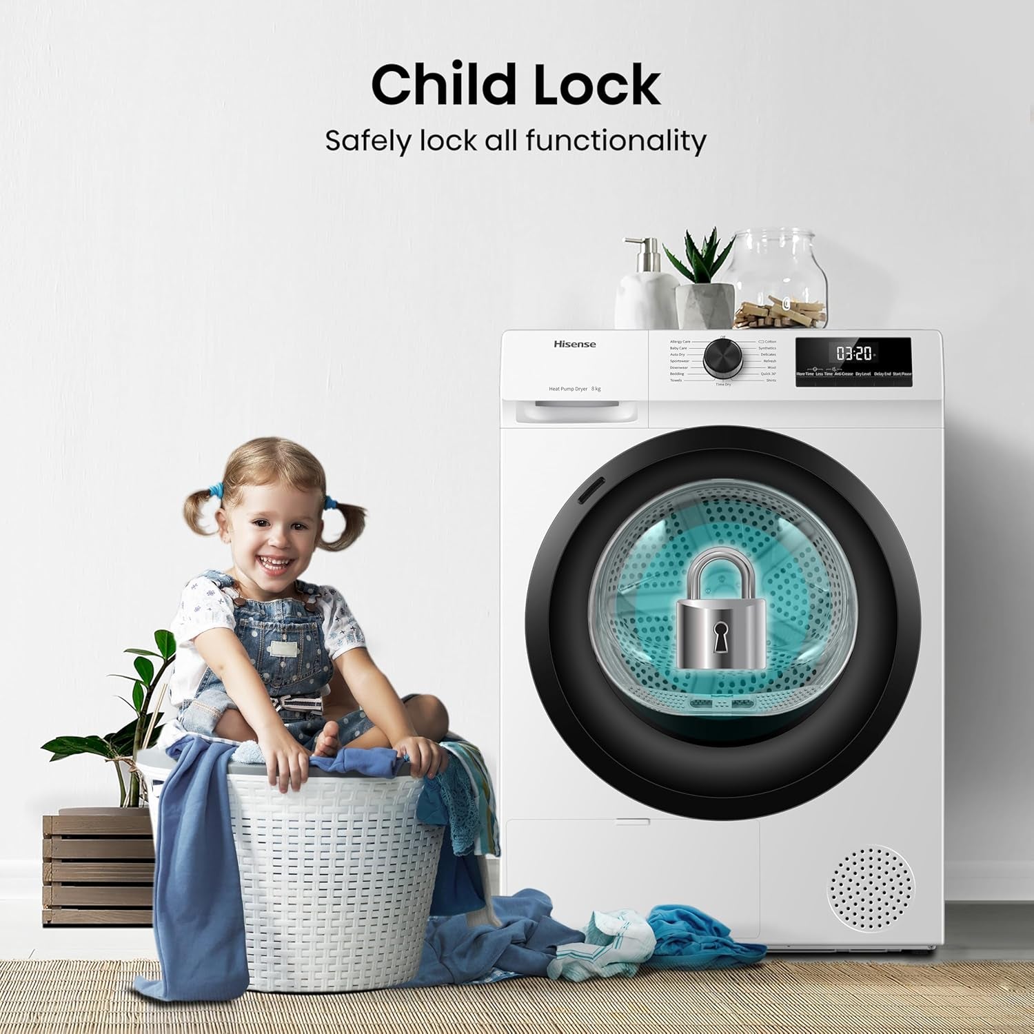 DH1Q802BW2 60Cm Freestanding 8 KG Heatpump Front Load Tumble Dryer, 16 Programmes, Auto Dry, Steam Refresh, Allergy Care - White