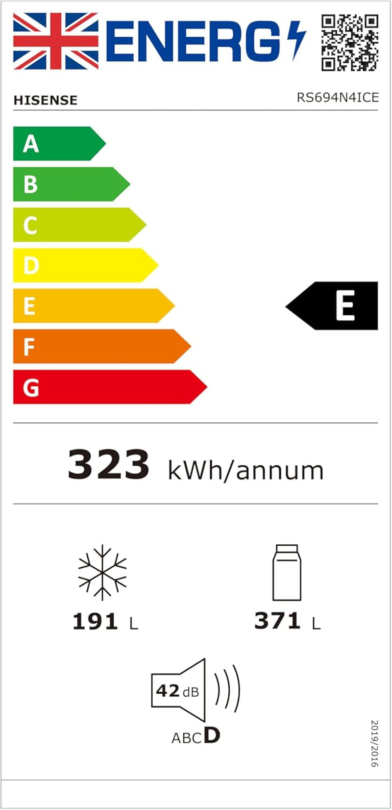 RS694N4ICF Freestanding American Side-By-Side Fridge Freezer - Total No Frost - Plumbed Water and Ice Dispenser - 562 Liters - Stainless Steel - F Rated