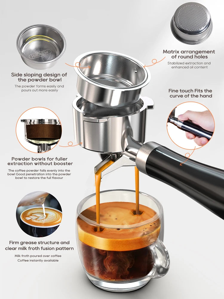 HiBREW 20Bar Semi Automatic Espresso Coffee Machine Temperature Adjustable Cold/Hot Super Slim Coffee Maker Cappuccino H10B by Sertex