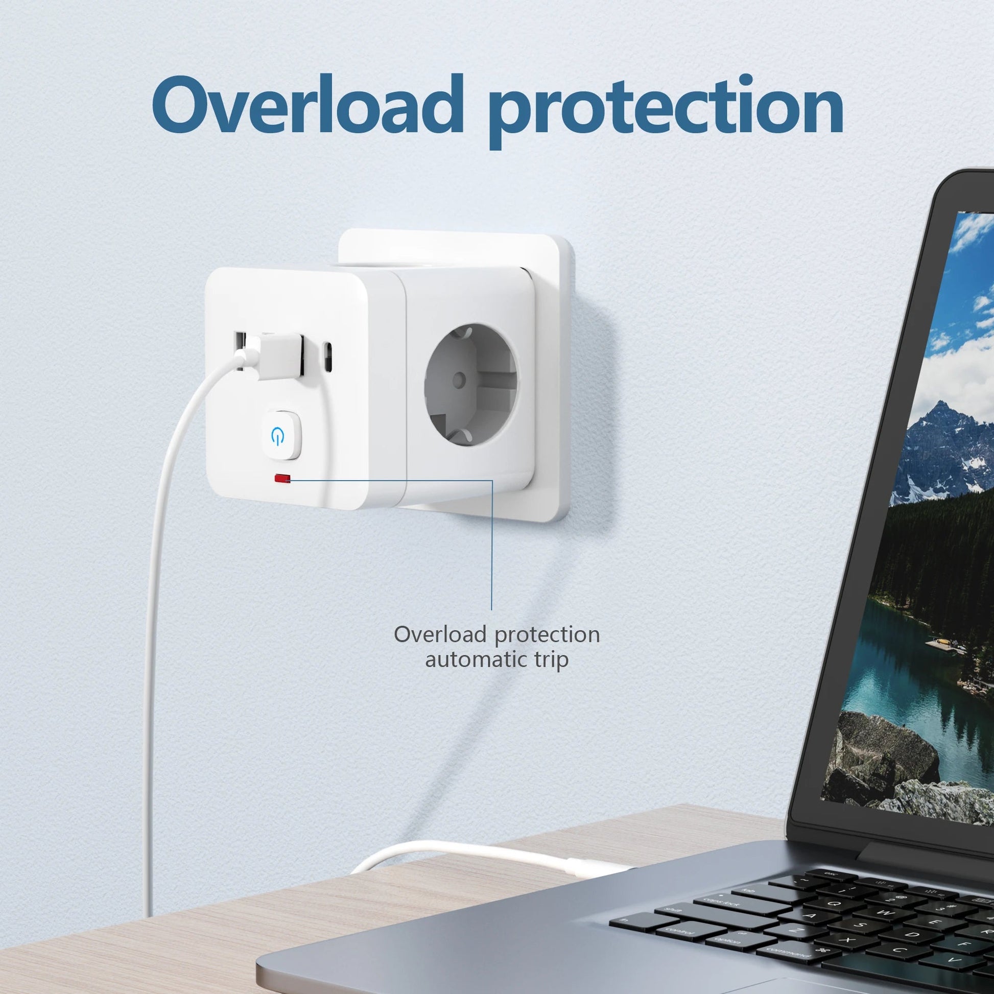 7-in-1 EU Power Strip, Power Strip Surge Protector 3 AC Outlets 3 USB 1 Type-C, Desktop Charging Station With Overload Protecti Sertex