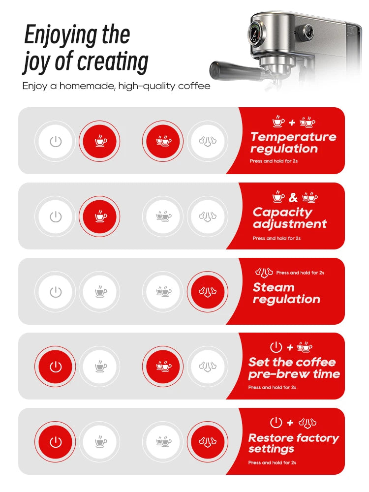 HiBREW 20Bar Semi Automatic Espresso Coffee Machine Temperature Adjustable Cold/Hot Super Slim Coffee Maker Cappuccino H10B by Sertex