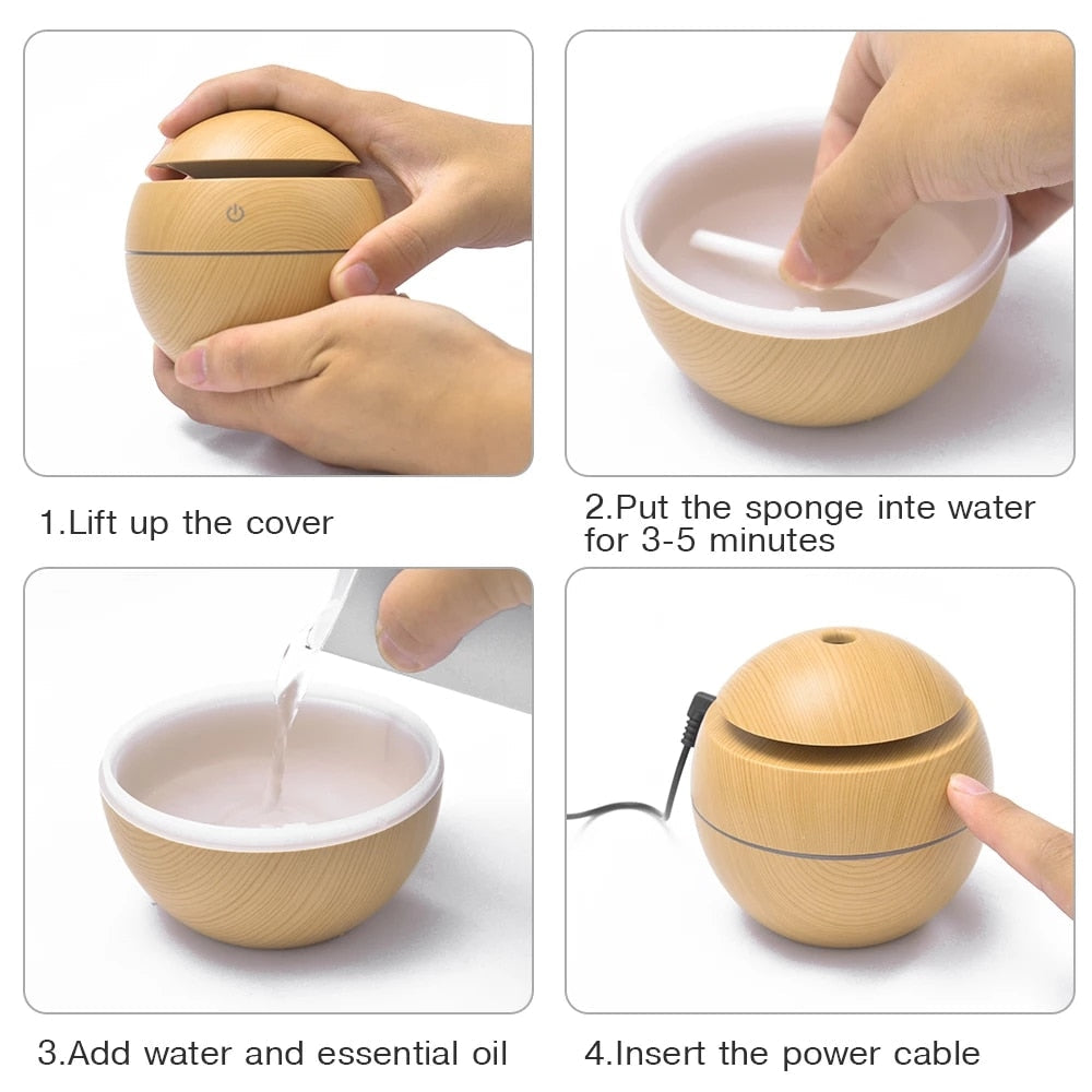 Mini USB Aroma Essential Oil Diffuser Ultrasonic Air Humidifier Sertex