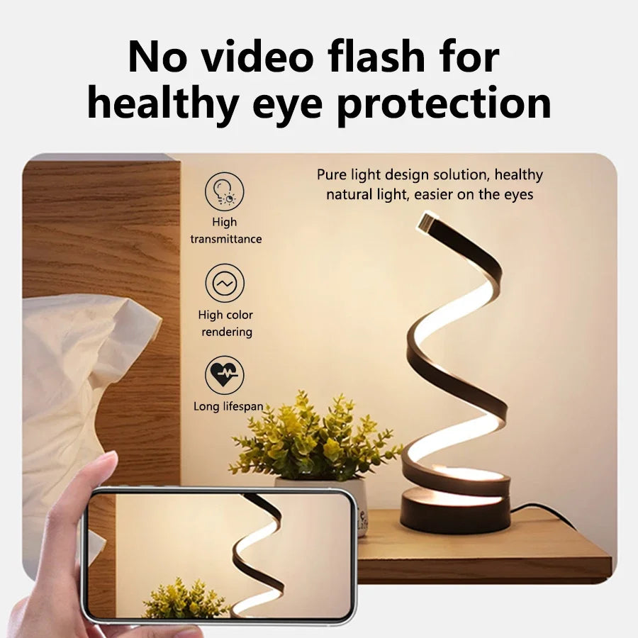 LED Night Light Spiral Table Lamp Modern Bedside Lamps Dimmable Night Lamp Office Living Room Bedroom Decoration Night Lights by Sertex