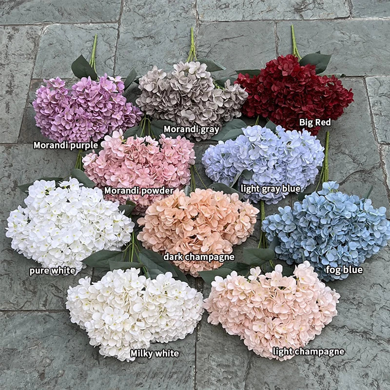 "Large 5-Head Silk Hydrangea Bouquet - White & Pink" Sertex