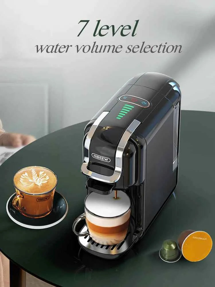 HiBREW 5 in 1 Multiple Capsule Coffee Machine Hot/Cold DG Cappuccino Nes Small Capsule ESE Pod Ground Coffee Cafeteria 20Bar H2B