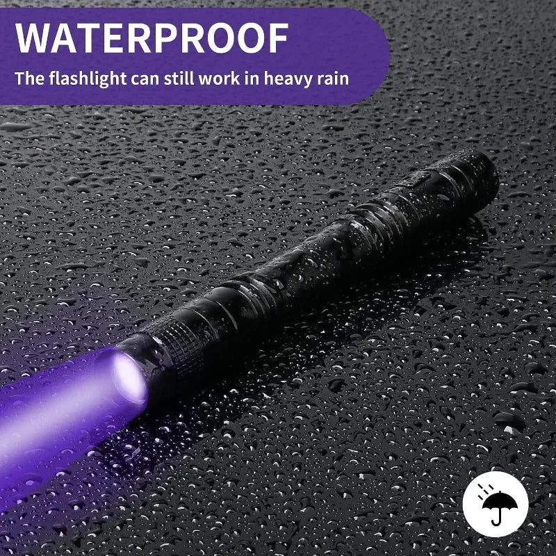 UV Flashlight 395nm Ultraviolet Torch With Pen Clip Portable AAA Batteries Used Violet Light Pet Urine Scorpion Detector UV Lamp Sertex