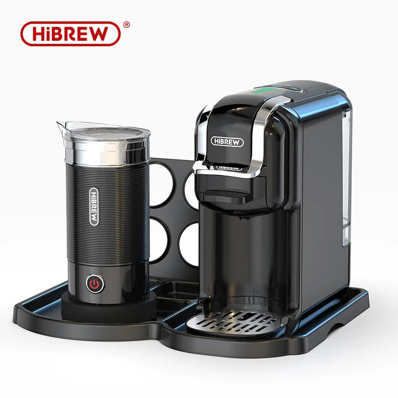 HiBREW 5 in 1 Multiple Capsule Coffee Machine Hot/Cold DG Cappuccino Nes Small Capsule ESE Pod Ground Coffee Cafeteria 20Bar H2B by Sertex