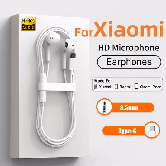 Original Headphones For Xiaomi 15 14 13 12 11 10 Pro Redmi Note K50 Samsung Huawei TypeC Wired Earphone 3.5mm AUX In-Ear Earbuds Sertex