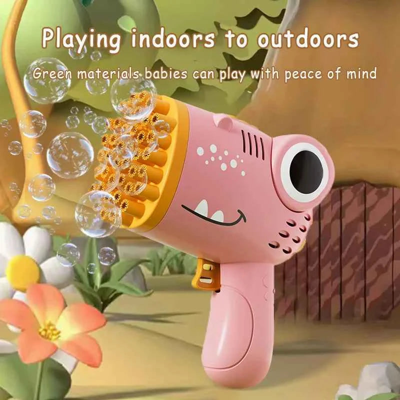 Handheld Bubble Machine with 40 Hole Dinosaur Bubble , Electric Bubble Gun Outdoor Wedding Party Toy(without Bubble Water)