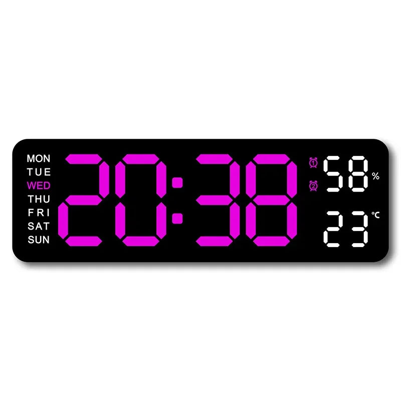 9 Inch Large Digital Wall Clock USB Powered TEMP Humidity Week Auto Dimmer DST Table Clock 12/24H Electronic LED Alarm Clock Sertex