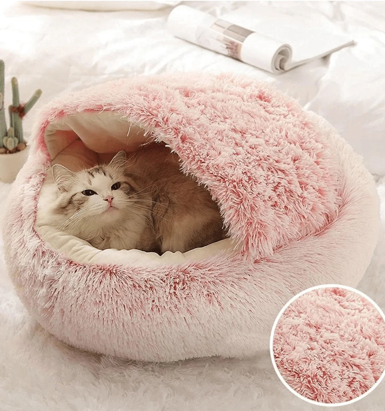 Cozy Plush Pet Bed: 2-in-1 Cave for Cats & Small Dogs Sertex
