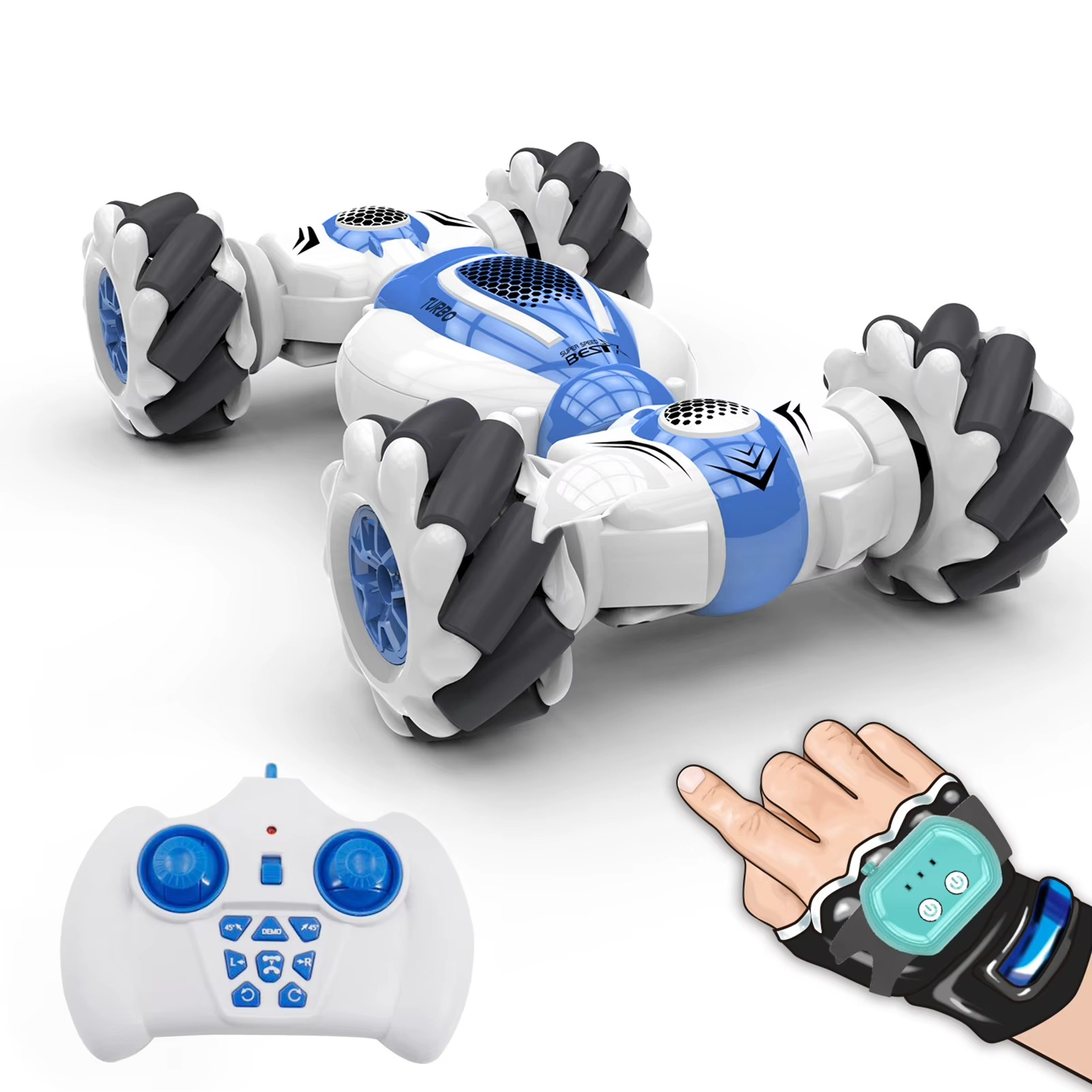 RC Stunt Car S-012 Remote Control Watch Gesture Sensor Deformable Electric Toy Cars All Terrain Speed 2.4GHz 4WD 360°Rotation My Value Mart