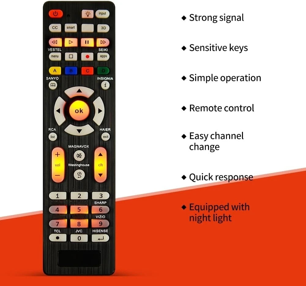 Universal RC-G008 Replcement Remote Control for  All models and brands TV with Light in the night Sertex