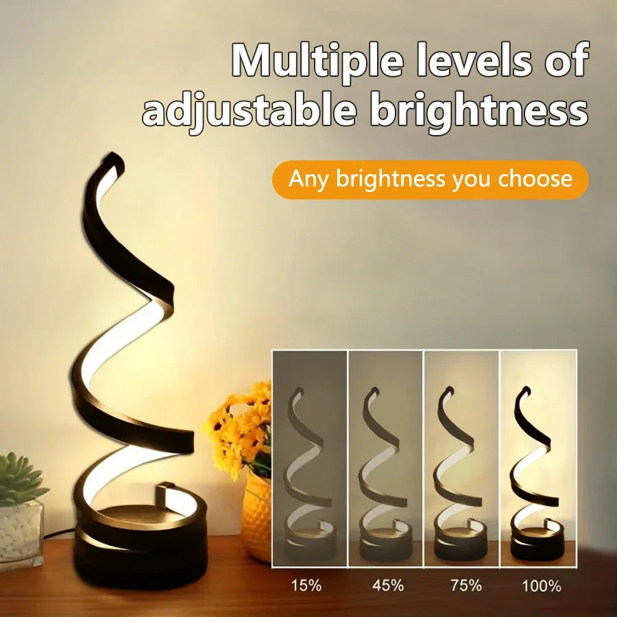 LED Night Light Spiral Table Lamp Modern Bedside Lamps Dimmable Night Lamp Office Living Room Bedroom Decoration Night Lights by Sertex