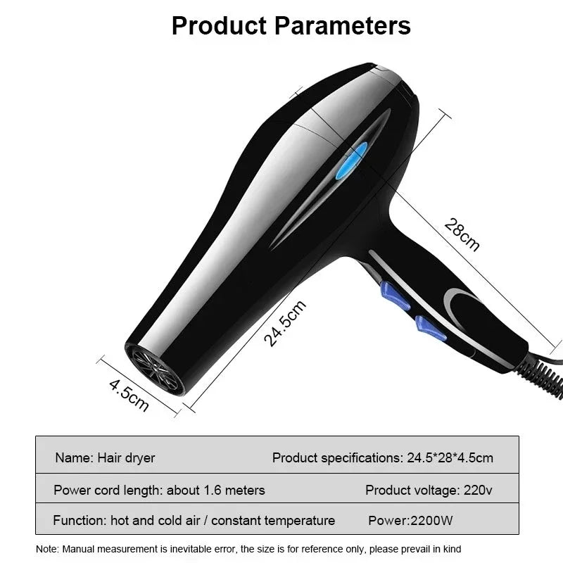 Hair Dryer 2200W Professional Powerful Hair Dryer Fast Heating Hot And Cold Adjustment Ionic Air Blow Dryer with Air Collecting by Sertex