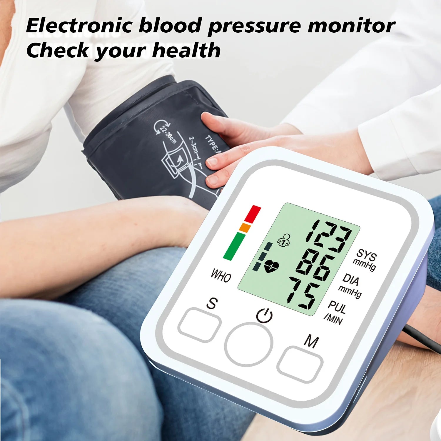 Blood Pressure Test Kit BP Monitor Upper Arm Automatic Tonometer Digital Sphygmomanometer Pulse Medical Device Sertex