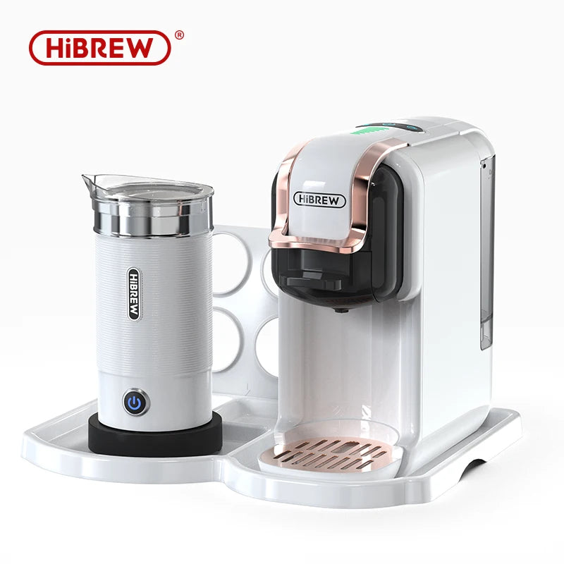 HiBREW 5 in 1 Multiple Capsule Coffee Machine Hot/Cold DG Cappuccino Nes Small Capsule ESE Pod Ground Coffee Cafeteria 20Bar H2B by Sertex