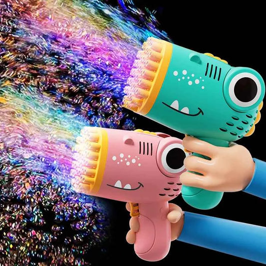 Handheld Bubble Machine with 40 Hole Dinosaur Bubble , Electric Bubble Gun Outdoor Wedding Party Toy(without Bubble Water)