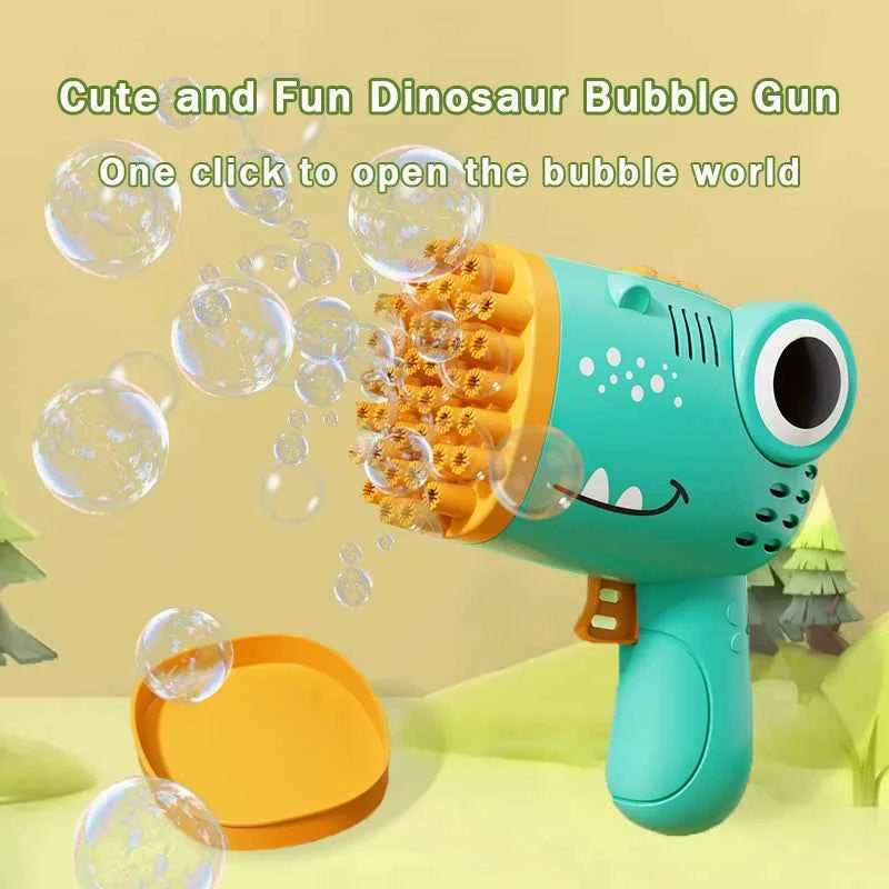 Handheld Bubble Machine with 40 Hole Dinosaur Bubble , Electric Bubble Gun Outdoor Wedding Party Toy(without Bubble Water)