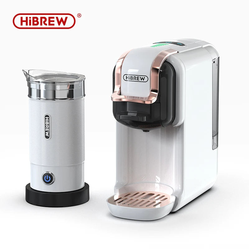 HiBREW 5 in 1 Multiple Capsule Coffee Machine Hot/Cold DG Cappuccino Nes Small Capsule ESE Pod Ground Coffee Cafeteria 20Bar H2B by Sertex
