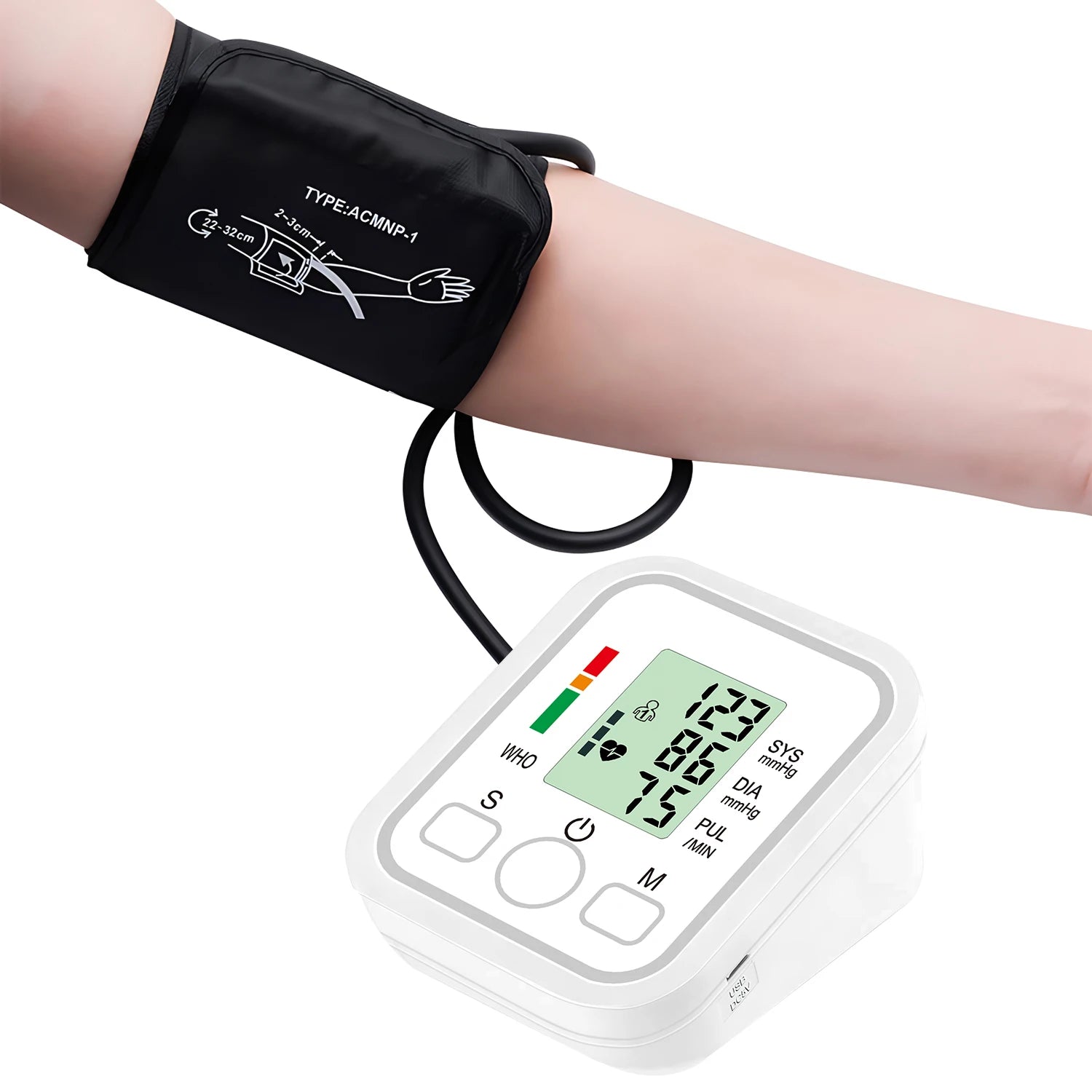Blood Pressure Test Kit BP Monitor Upper Arm Automatic Tonometer Digital Sphygmomanometer Pulse Medical Device Sertex
