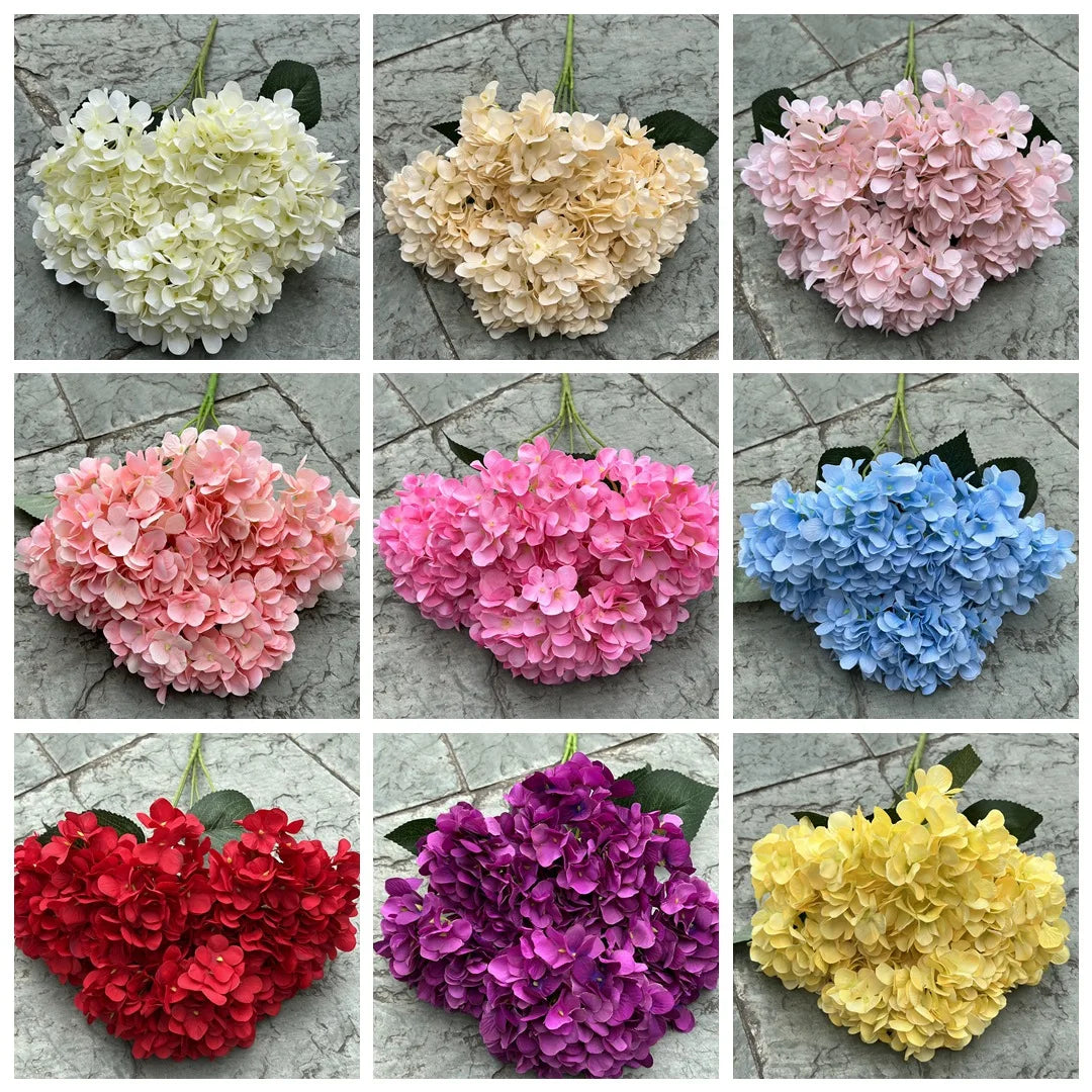 "Large 5-Head Silk Hydrangea Bouquet - White & Pink" Sertex