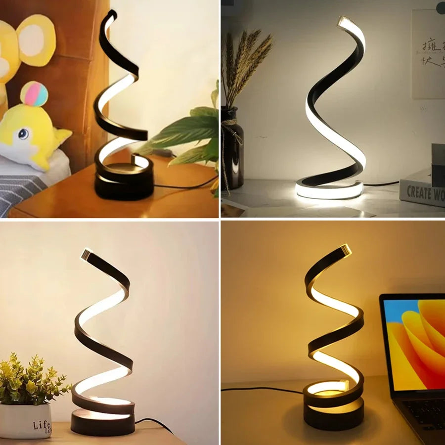LED Night Light Spiral Table Lamp Modern Bedside Lamps Dimmable Night Lamp Office Living Room Bedroom Decoration Night Lights by Sertex
