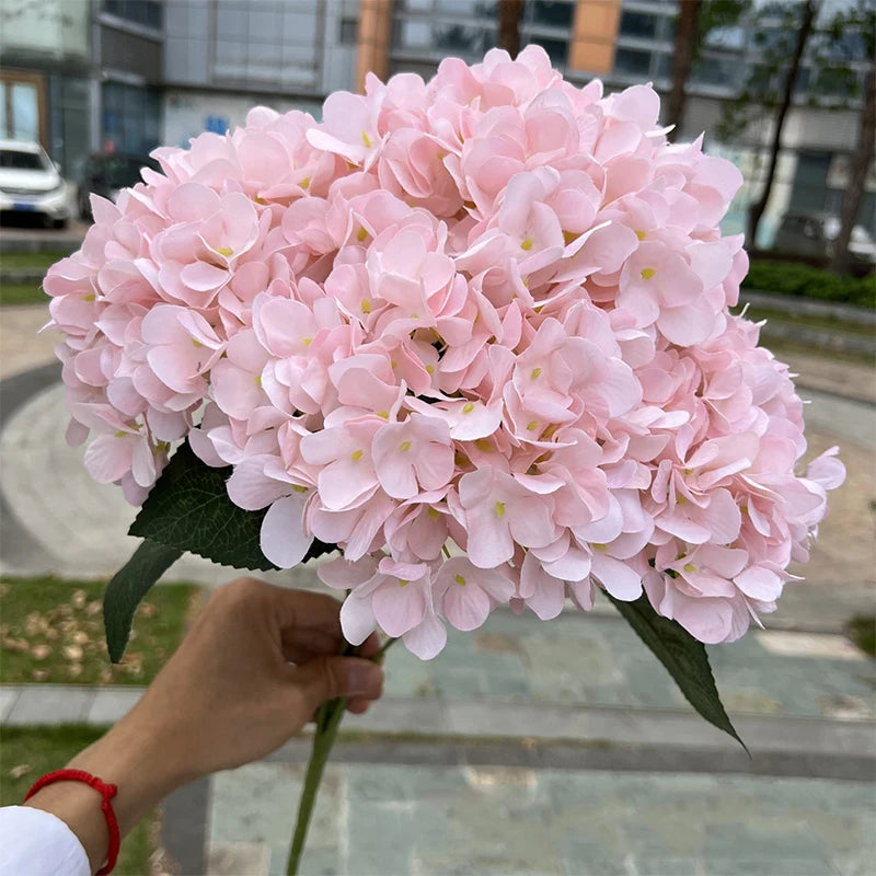 "Large 5-Head Silk Hydrangea Bouquet - White & Pink" Sertex